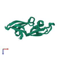 PDB entry 2jzk coloured by chain, ensemble of 30 models, top view.