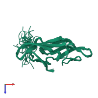 PDB entry 2jzl coloured by chain, ensemble of 30 models, top view.