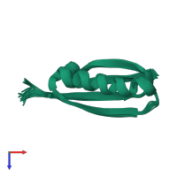 PDB entry 2jzp coloured by chain, ensemble of 20 models, top view.