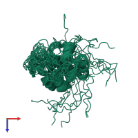 PDB entry 2jzt coloured by chain, ensemble of 20 models, top view.