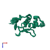 PDB entry 2jzy coloured by chain, ensemble of 20 models, top view.