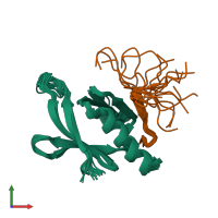 PDB entry 2k00 coloured by chain, ensemble of 20 models, front view.