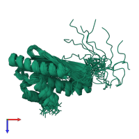 PDB entry 2k07 coloured by chain, ensemble of 20 models, top view.