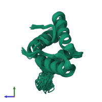 PDB entry 2k0d coloured by chain, ensemble of 30 models, side view.