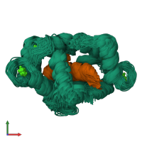 PDB entry 2k0f coloured by chain, ensemble of 160 models, front view.