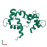 PDB entry 2k0j coloured by chain, front view.