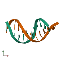 PDB entry 2k0v coloured by chain, front view.