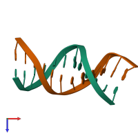 PDB entry 2k0v coloured by chain, top view.