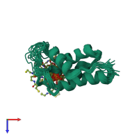 PDB entry 2k0x coloured by chain, ensemble of 20 models, top view.
