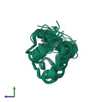 PDB entry 2k0y coloured by chain, ensemble of 20 models, side view.