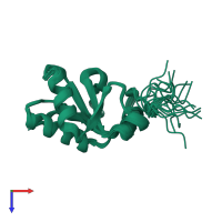 PDB entry 2k0z coloured by chain, ensemble of 20 models, top view.