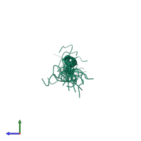 PDB entry 2k1a coloured by chain, ensemble of 21 models, side view.