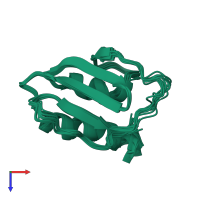 PDB entry 2k1h coloured by chain, ensemble of 10 models, top view.