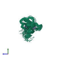 PDB entry 2k1j coloured by chain, ensemble of 25 models, side view.