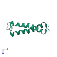 Homo dimeric assembly 1 of PDB entry 2k1l coloured by chemically distinct molecules, top view.