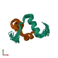 PDB entry 2k1v coloured by chain, ensemble of 20 models, front view.