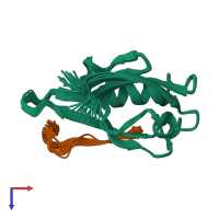 PDB entry 2k20 coloured by chain, ensemble of 20 models, top view.