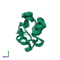 PDB entry 2k22 coloured by chain, ensemble of 20 models, side view.