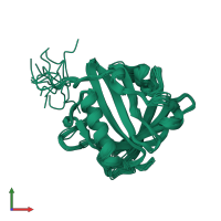 PDB entry 2k23 coloured by chain, ensemble of 15 models, front view.