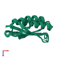 PDB entry 2k24 coloured by chain, ensemble of 20 models, top view.