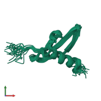 PDB entry 2k28 coloured by chain, ensemble of 20 models, front view.