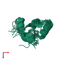 PDB entry 2k2a coloured by chain, ensemble of 10 models, top view.