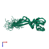 PDB entry 2k2o coloured by chain, ensemble of 20 models, top view.