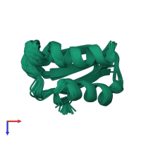 PDB entry 2k2p coloured by chain, ensemble of 20 models, top view.