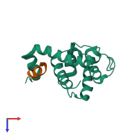 Hetero dimeric assembly 1 of PDB entry 2k2r coloured by chemically distinct molecules, top view.