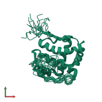 PDB entry 2k36 coloured by chain, ensemble of 15 models, front view.