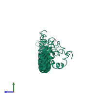 PDB entry 2k37 coloured by chain, ensemble of 9 models, side view.