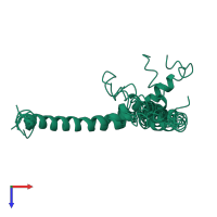 PDB entry 2k37 coloured by chain, ensemble of 9 models, top view.