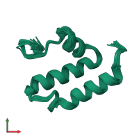 PDB entry 2k3j coloured by chain, ensemble of 20 models, front view.