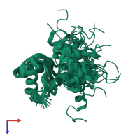 PDB entry 2k3k coloured by chain, ensemble of 20 models, top view.