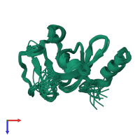PDB entry 2k3x coloured by chain, ensemble of 20 models, top view.