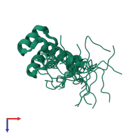 PDB entry 2k40 coloured by chain, ensemble of 20 models, top view.