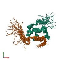 PDB entry 2k42 coloured by chain, ensemble of 20 models, front view.