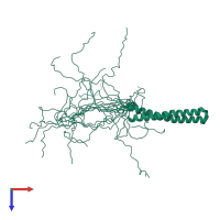 PDB entry 2k48 coloured by chain, ensemble of 20 models, top view.