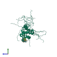 PDB entry 2k4h coloured by chain, ensemble of 20 models, side view.