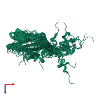 PDB entry 2k4v coloured by chain, ensemble of 20 models, top view.