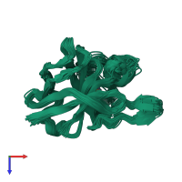 PDB entry 2k4w coloured by chain, ensemble of 30 models, top view.