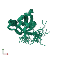 PDB entry 2k4y coloured by chain, ensemble of 20 models, front view.