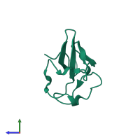 PDB entry 2k51 coloured by chain, side view.