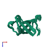 PDB entry 2k52 coloured by chain, ensemble of 20 models, top view.