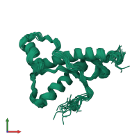 PDB entry 2k56 coloured by chain, ensemble of 20 models, front view.