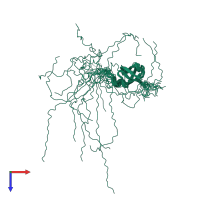 PDB entry 2k5h coloured by chain, ensemble of 20 models, top view.