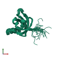 PDB entry 2k5l coloured by chain, ensemble of 20 models, front view.
