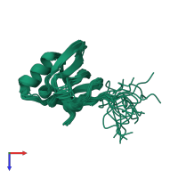 PDB entry 2k5l coloured by chain, ensemble of 20 models, top view.