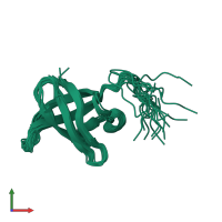 PDB entry 2k5n coloured by chain, ensemble of 20 models, front view.