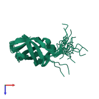 PDB entry 2k5n coloured by chain, ensemble of 20 models, top view.